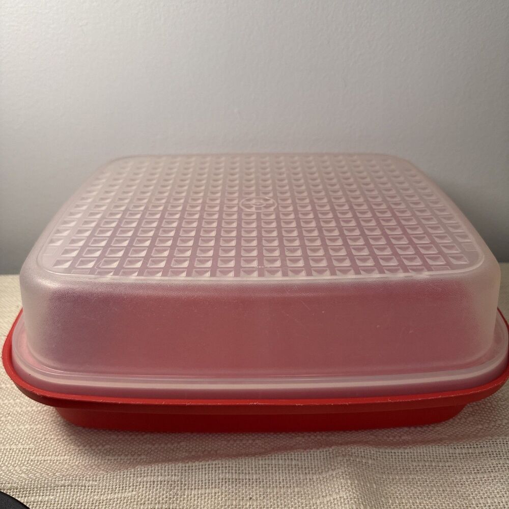 Tupperware Season Serve Meat Marinade Container Red Large 1294 1295 Domed USA